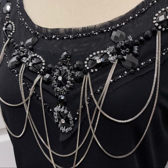 Alice + Olivia Black Embellished Neckline Dress - Picture 4 of 9